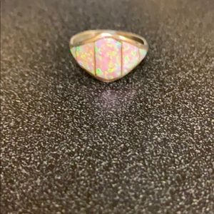 Light Pink Opal Vertical Shield Ring